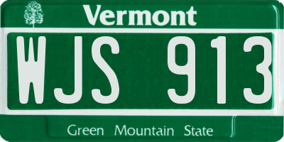 VT license plate WJS913