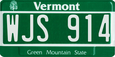 VT license plate WJS914