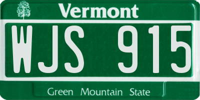 VT license plate WJS915