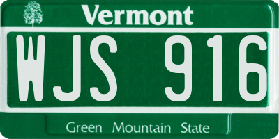 VT license plate WJS916