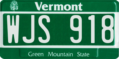 VT license plate WJS918