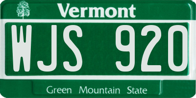 VT license plate WJS920