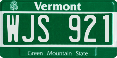 VT license plate WJS921
