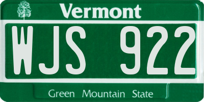 VT license plate WJS922