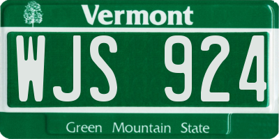 VT license plate WJS924