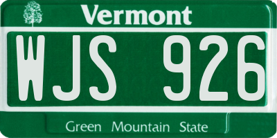 VT license plate WJS926
