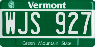 VT license plate WJS927