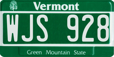 VT license plate WJS928