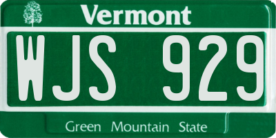 VT license plate WJS929