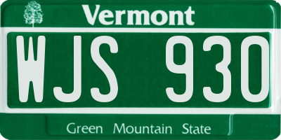 VT license plate WJS930