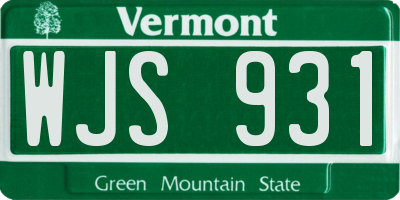 VT license plate WJS931