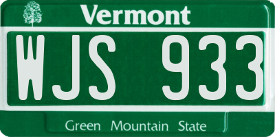 VT license plate WJS933