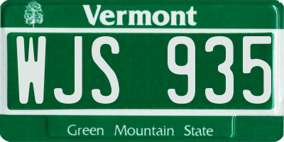 VT license plate WJS935
