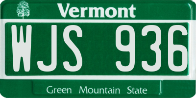 VT license plate WJS936