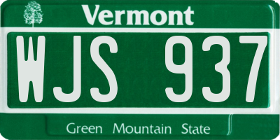 VT license plate WJS937