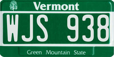 VT license plate WJS938