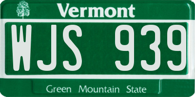 VT license plate WJS939