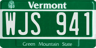 VT license plate WJS941