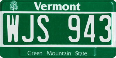 VT license plate WJS943