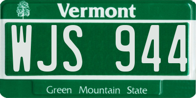 VT license plate WJS944