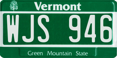 VT license plate WJS946