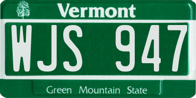 VT license plate WJS947