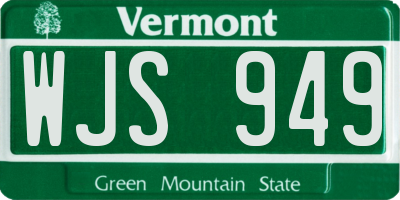 VT license plate WJS949