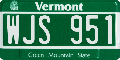 VT license plate WJS951