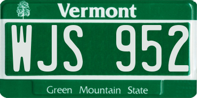 VT license plate WJS952