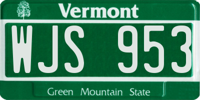 VT license plate WJS953