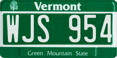 VT license plate WJS954