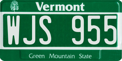 VT license plate WJS955