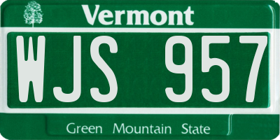 VT license plate WJS957