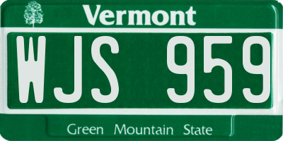 VT license plate WJS959