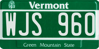 VT license plate WJS960