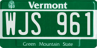 VT license plate WJS961