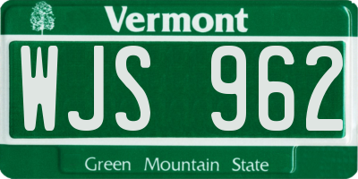 VT license plate WJS962
