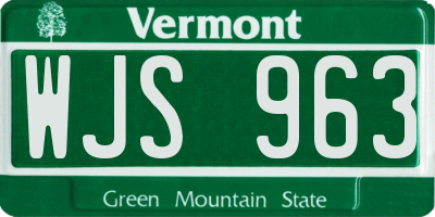 VT license plate WJS963