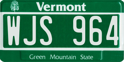 VT license plate WJS964