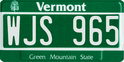 VT license plate WJS965