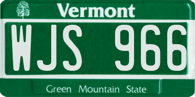 VT license plate WJS966