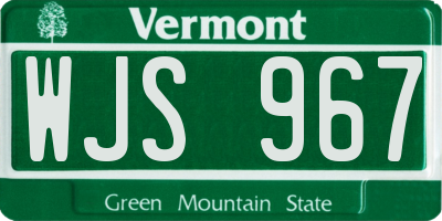 VT license plate WJS967