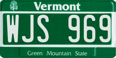 VT license plate WJS969