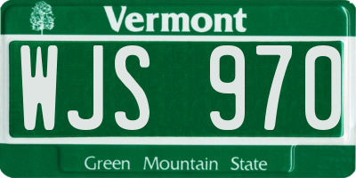 VT license plate WJS970