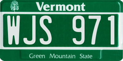 VT license plate WJS971