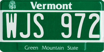 VT license plate WJS972