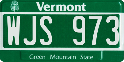 VT license plate WJS973