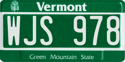 VT license plate WJS978