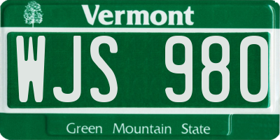 VT license plate WJS980