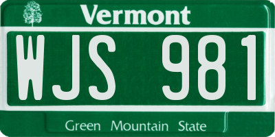 VT license plate WJS981